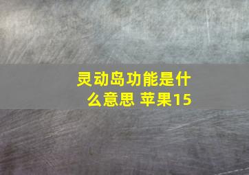 灵动岛功能是什么意思 苹果15